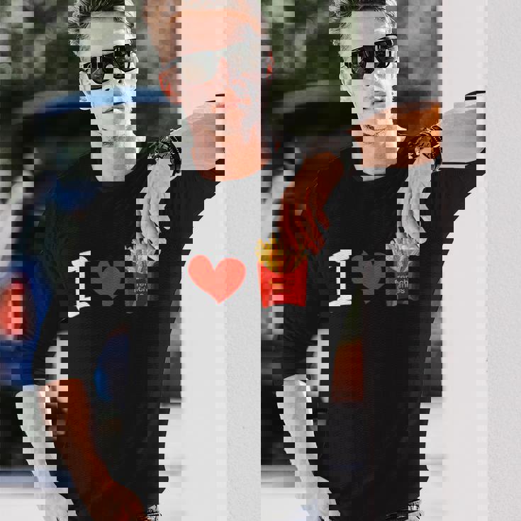 I Love フライドポテト ポテトラバーフライデー 長袖Tシャツ 彼への贈り物