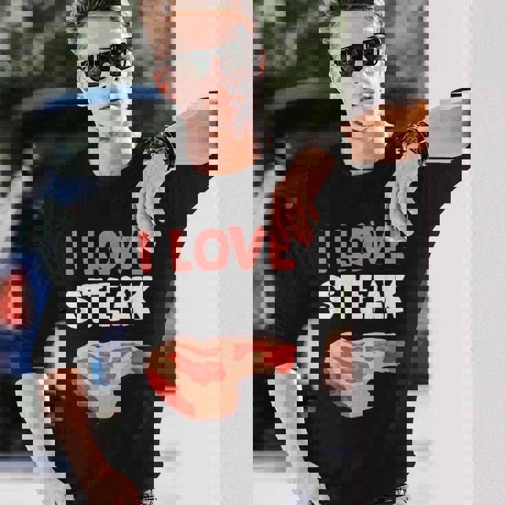 I Loveteak おもしろステーキ バーベキューグリルステーキ 長袖Tシャツ 彼への贈り物