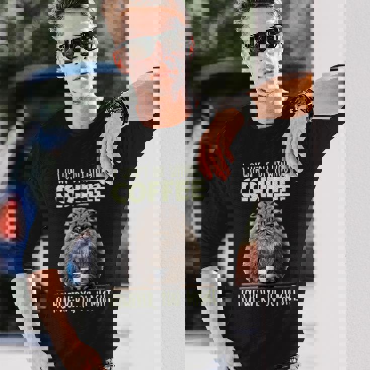 Pallas Catコーヒー愛好家のための朝の不満 マヌルネコ 長袖tシャツ 長袖Tシャツ 彼への贈り物