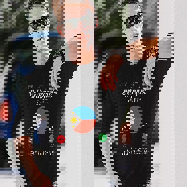 Philippines Is Calling And I Must Go フィリピン国旗シャツ 長袖Tシャツ 彼への贈り物