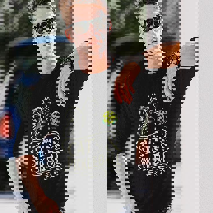 Pickleball Player 猫オーナーピックルボール キティ好きの服 長袖Tシャツ 彼への贈り物