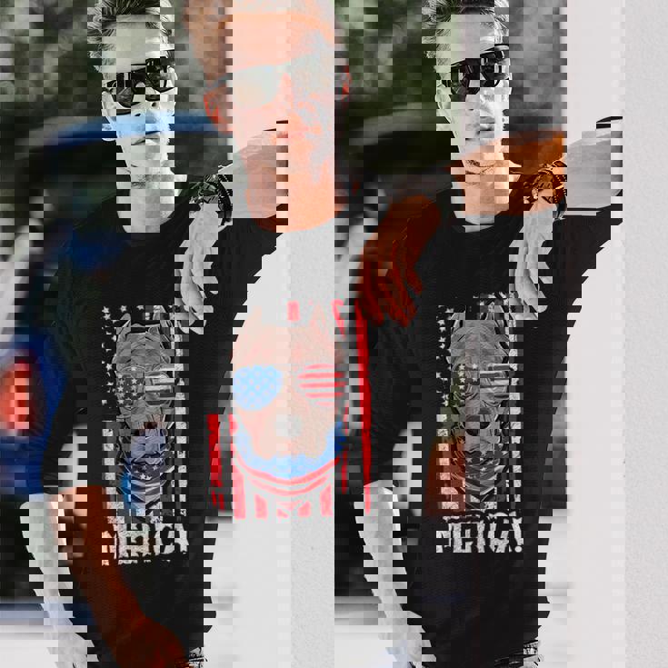 Pit-Bull Usa 愛国的な犬服 アメリカ国旗 メンズ 長袖Tシャツ 彼への贈り物