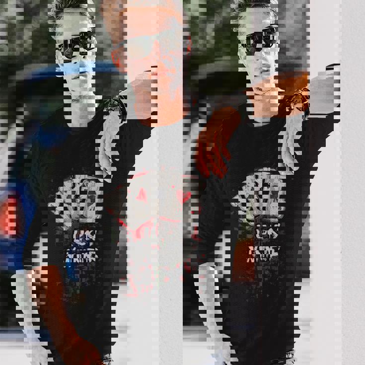 Poker Players ギフト 4エース トランプ Lucky Winner 長袖tシャツ 長袖Tシャツ 彼への贈り物