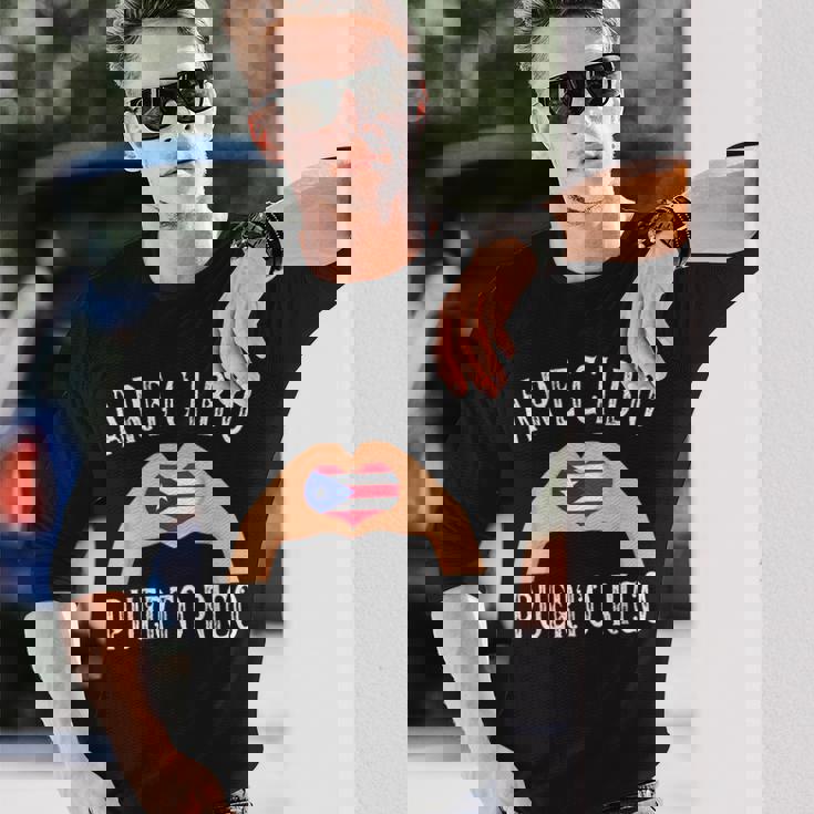 Puerto Rico Flag Heart Arecibo City 長袖Tシャツ 彼への贈り物