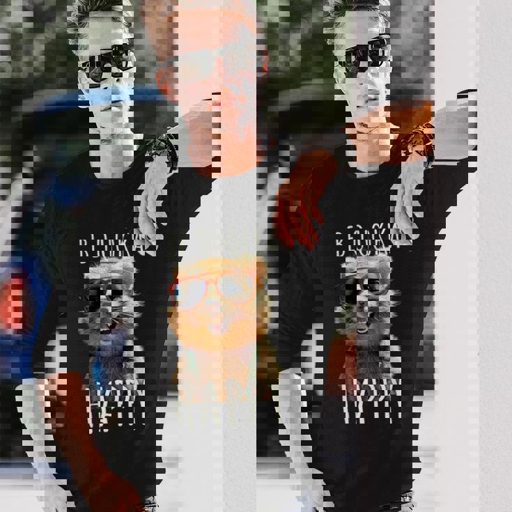 Be Quokka Happy クオッカ・ビー・クオッカ・ハッピー＆クオッカとスマイル 長袖Tシャツ 彼への贈り物