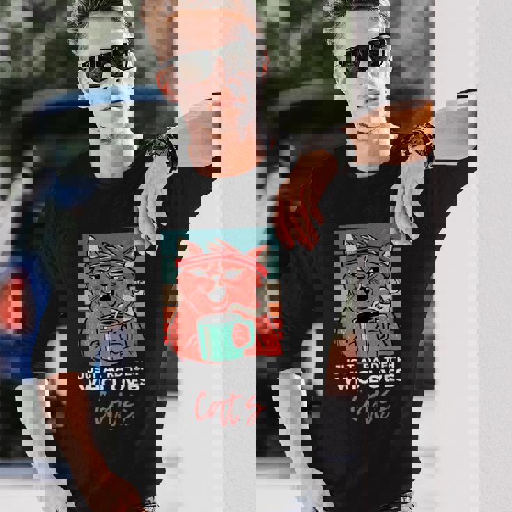 Rad Techは猫、放射線ヴィンテージ猫おもしろさんを愛しています 長袖Tシャツ 彼への贈り物