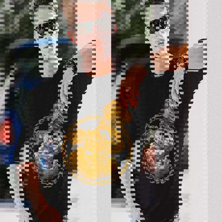 Rhino Beast ワークアウト ゴールド フィットネス ジム 動物 筋肉 ダンベル 長袖Tシャツ 彼への贈り物