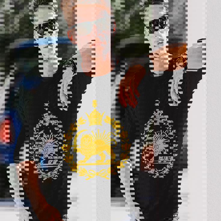 Shir O Khorshid イラン ライオン&サンエンブレム ペルシャ遺産 長袖Tシャツ 彼への贈り物