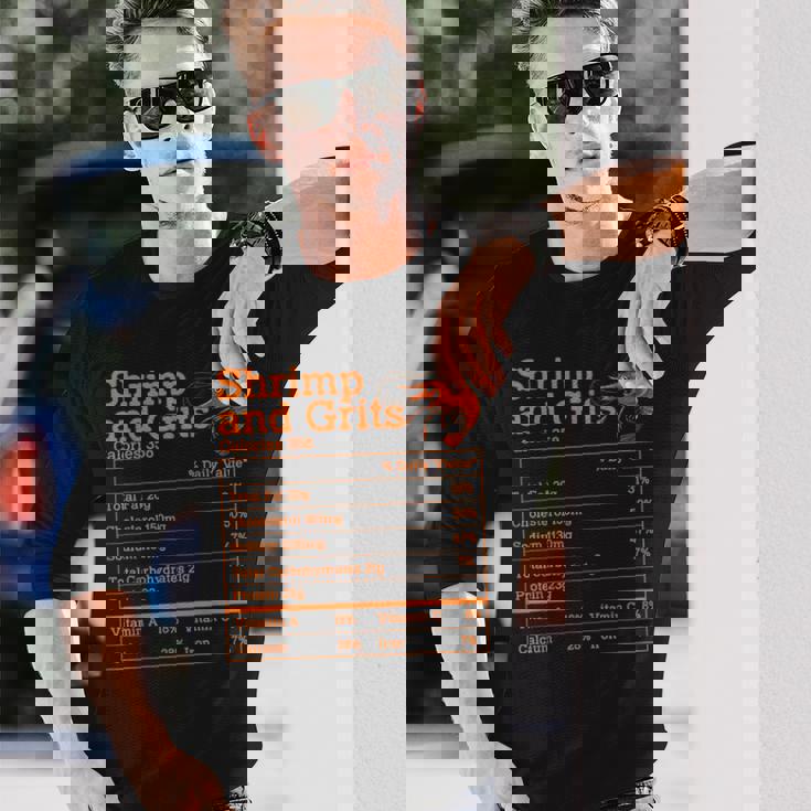 Shrimp And Grits Nutrition Facts Label Calories Protein Food 長袖Tシャツ 彼への贈り物