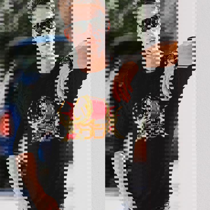 Taiko 男性太鼓太鼓奏者みつどもえグラフィックデザインギフト 長袖Tシャツ 彼への贈り物