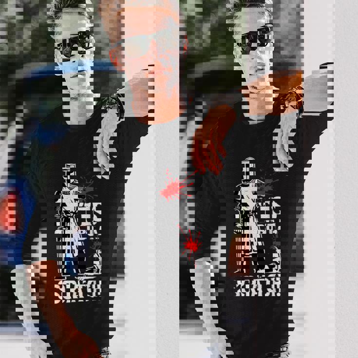 Tis But Acratch 面白い 中世の戦士 ユーモア 騎士 長袖Tシャツ 彼への贈り物