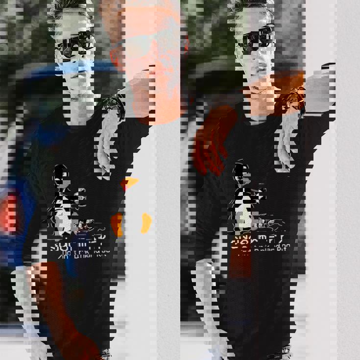 Tux Linux Penguinudo Rm Rf コンピューターフリークハッカー 長袖Tシャツ 彼への贈り物