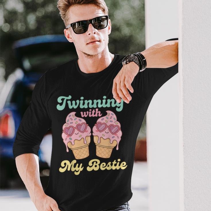 Twinning With My Bestie Matching Twins Day Ice Cream Long Sleeve T-Shirt Gifts for Him