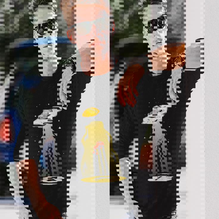 Ufo 卵 ベーコン アブダクション 面白い 宇宙人 朝ごはん 銀河系 食品 長袖Tシャツ 彼への贈り物