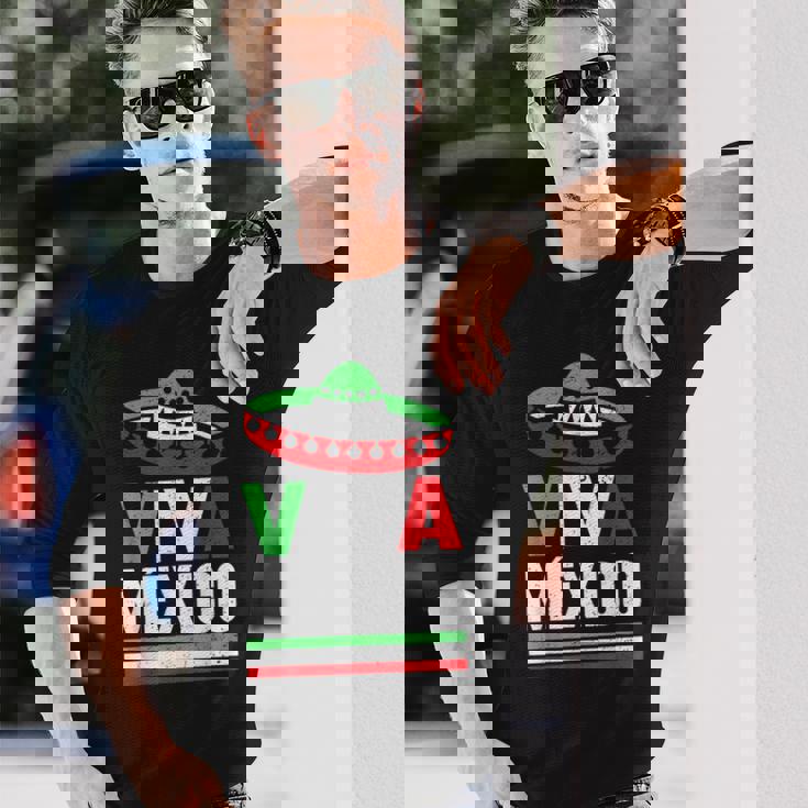 Viva Mexico 帽子デザイン メキシコ国旗カラー メキシコ人向け 長袖Tシャツ 彼への贈り物