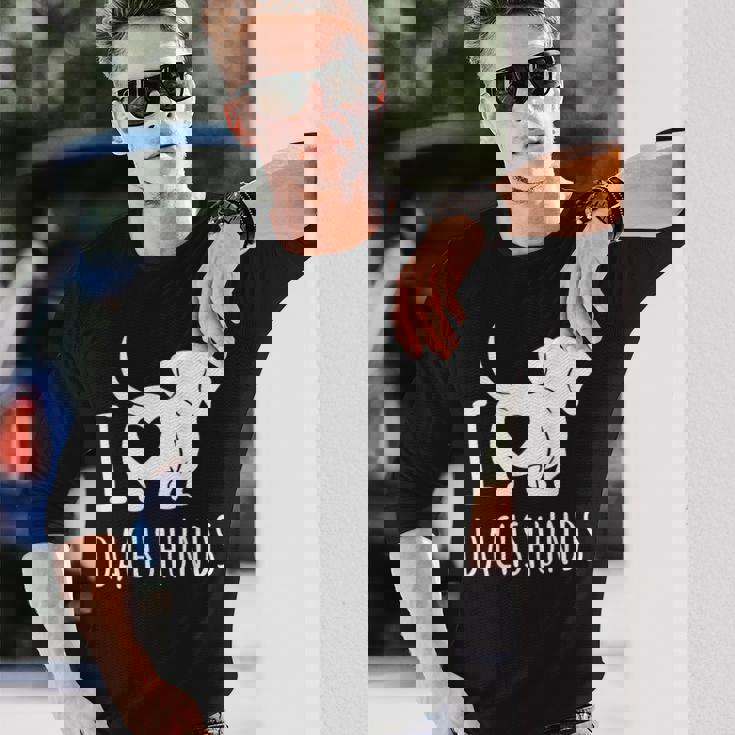 Wiener Dog ダックスフンド 犬 ペット愛好家 I Love Dachshunds 長袖Tシャツ 彼への贈り物