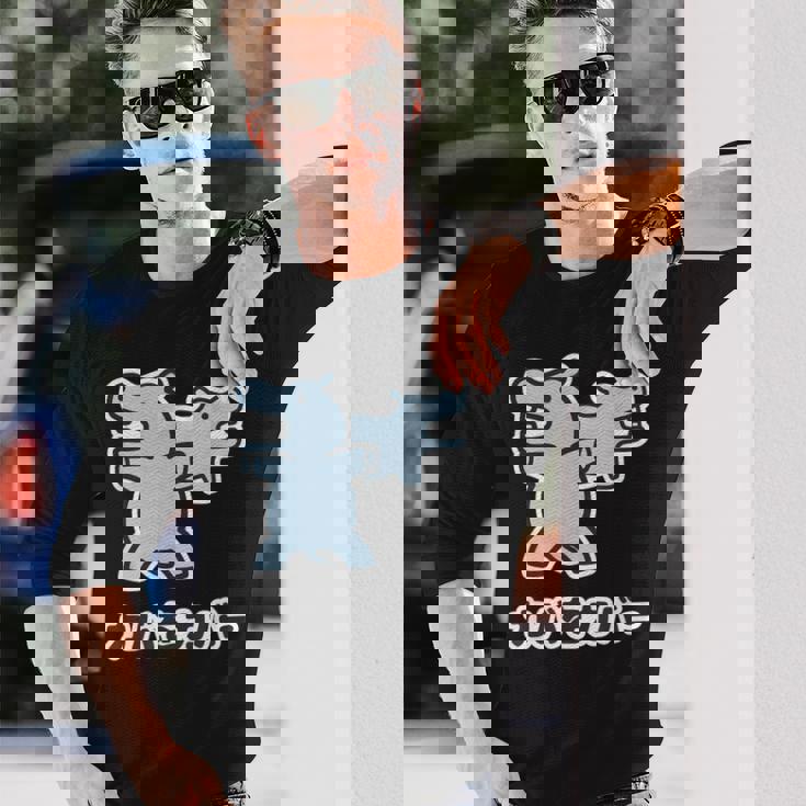 『カバをカバー』カバ くん【どうぶつフレンズ】動物 ゆる かわいい キャラ 面白 ダジャレ ギャグ ジョーク 長袖Tシャツ 彼への贈り物