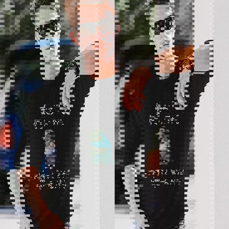 【痩せろ 何言ってんだ。この体にいくらかけたと思ってるんだ。】 猫 デブ猫 面白い ネタ 筆文字 おもしろ 長袖Tシャツ 彼への贈り物