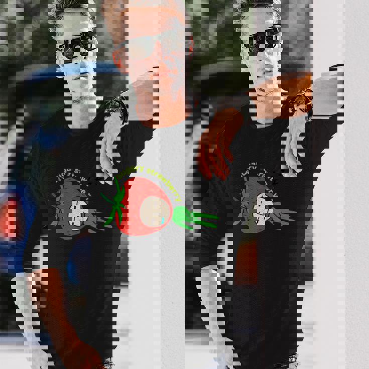 いちごグッズ イチゴイラスト いちご 果物 苺 おもしろ 長袖Tシャツ 彼への贈り物