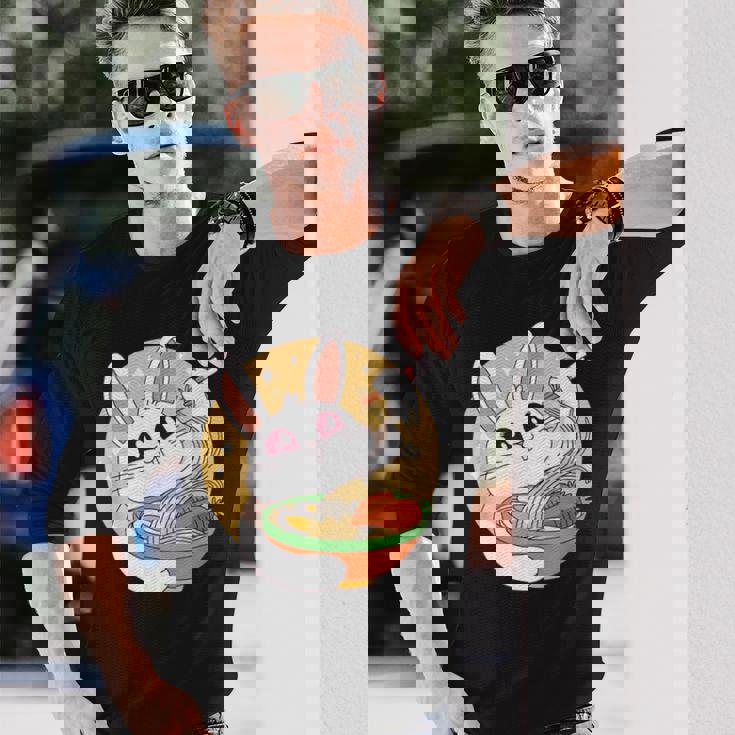 かわいい ウサギ 食べる ラーメン 漫画 カワイイ 食べ物 好き 長袖Tシャツ 彼への贈り物