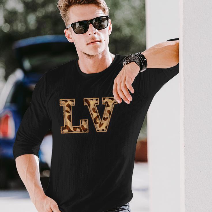 かわいい 文字 Lv イニシャル 名前 ヒョウ チーター動物 長袖tシャツ 長袖Tシャツ 彼への贈り物