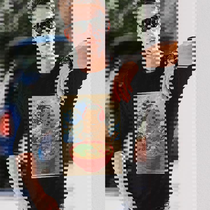 かわいい かわいい 日本人 ゲーマー 面白い ラーメン レトロ カピバラ 長袖Tシャツ 彼への贈り物