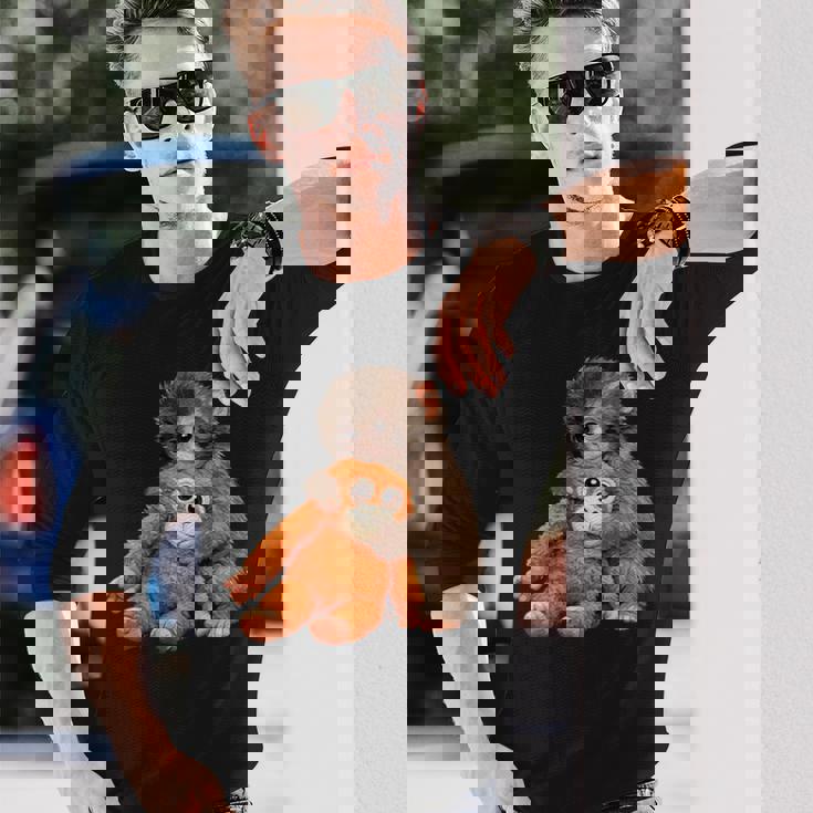 かわいいモンキーパンチ 日本の赤ちゃん猿 長袖Tシャツ 彼への贈り物