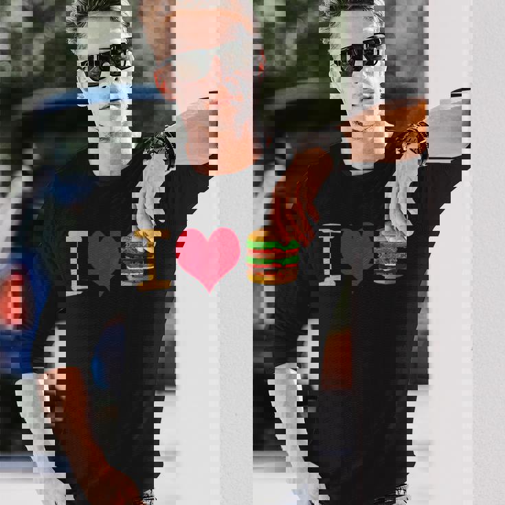 アイ・ラブ・デラックス・ハンバーガー 長袖Tシャツ 彼への贈り物