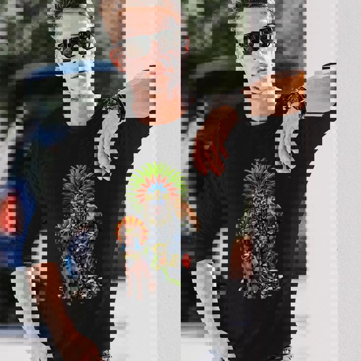 アステカの神ミクトランテクトリ古代マヤの神話の神々 長袖Tシャツ 彼への贈り物