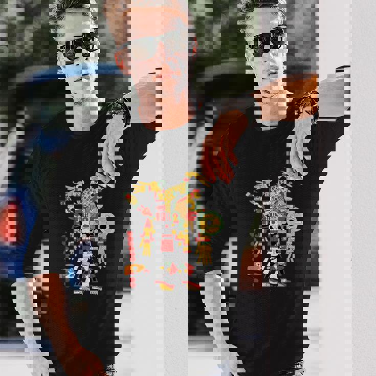 アステカ人、インカ人、メキシコの芸術彫刻マヤマヤン 長袖Tシャツ 彼への贈り物