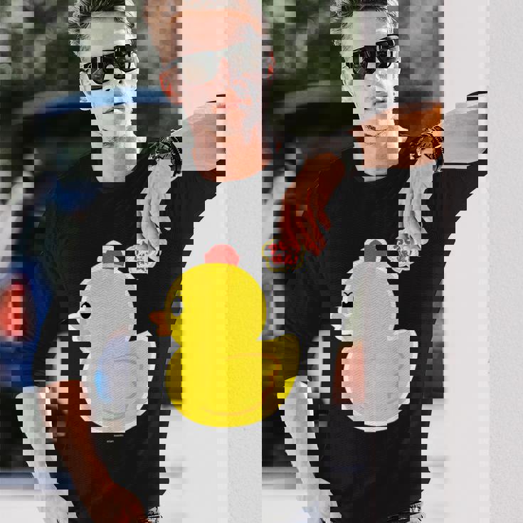 アヒル隊長ビッグプリント（横向き） 長袖Tシャツ 彼への贈り物