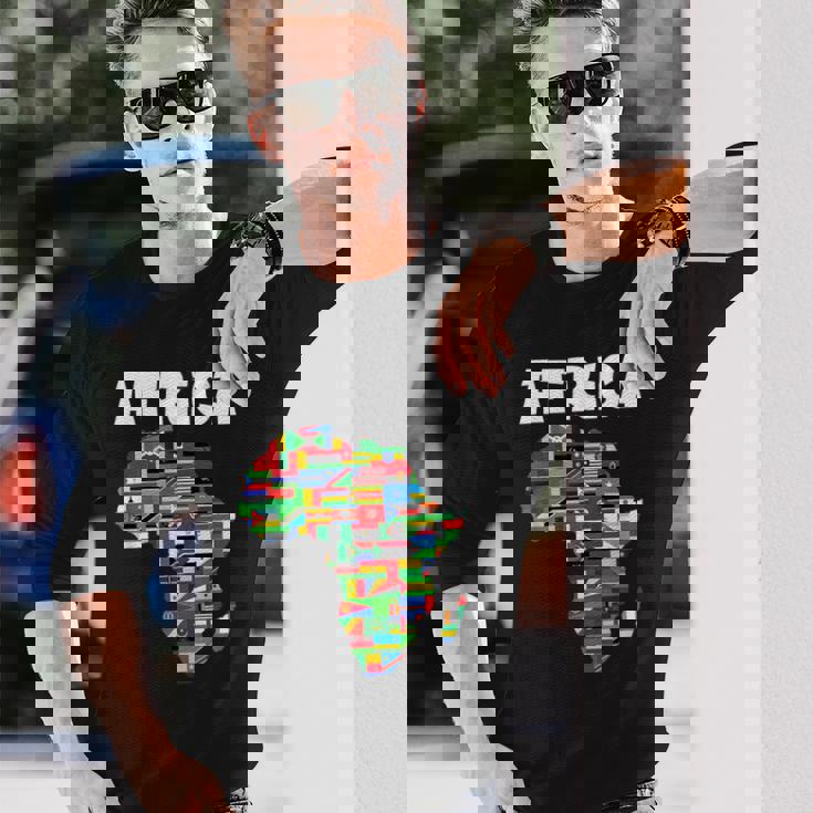 アフリカtシャツ 誇り高きアフリカ国旗大陸愛 長袖Tシャツ 彼への贈り物