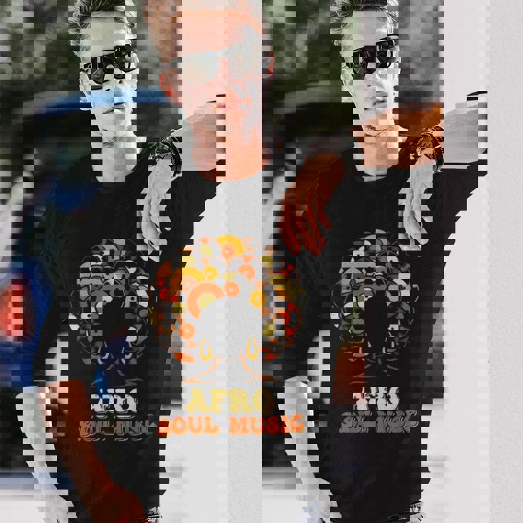 アフロソウルミュージック ビニール レトロ 70年代 80年代 ファンク ディスコダンス 長袖Tシャツ 彼への贈り物