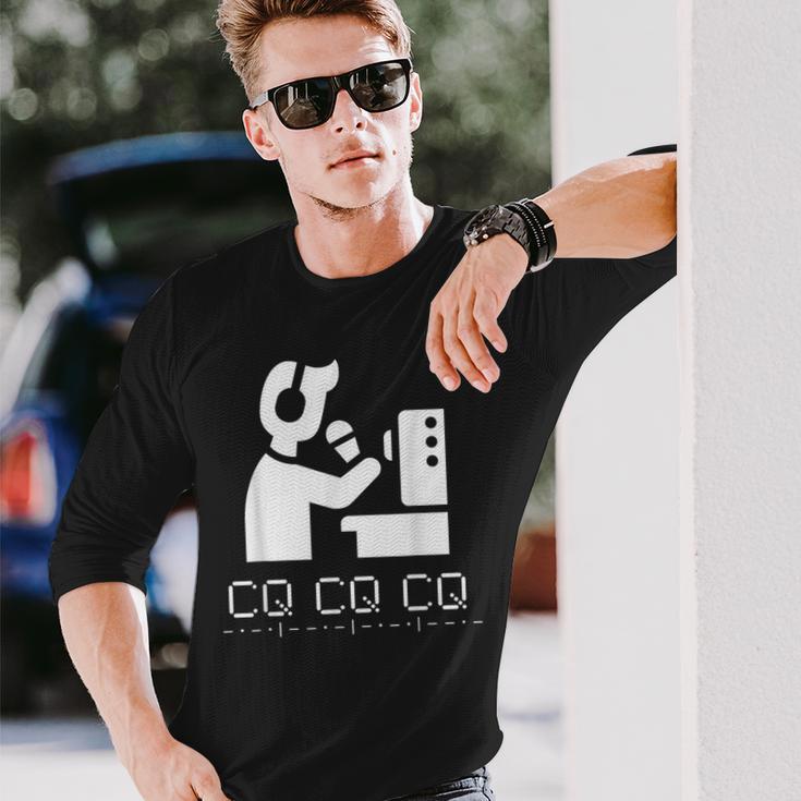 アマチュアハムvhfラジオ、Cq-「メイキングコンタクト」、モールス信号 長袖Tシャツ 彼への贈り物