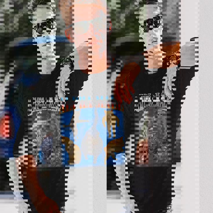 アルファ 男性 面白い ジョーク ミーム 大人 ユーモア 猫 ミーム 長袖Tシャツ 彼への贈り物