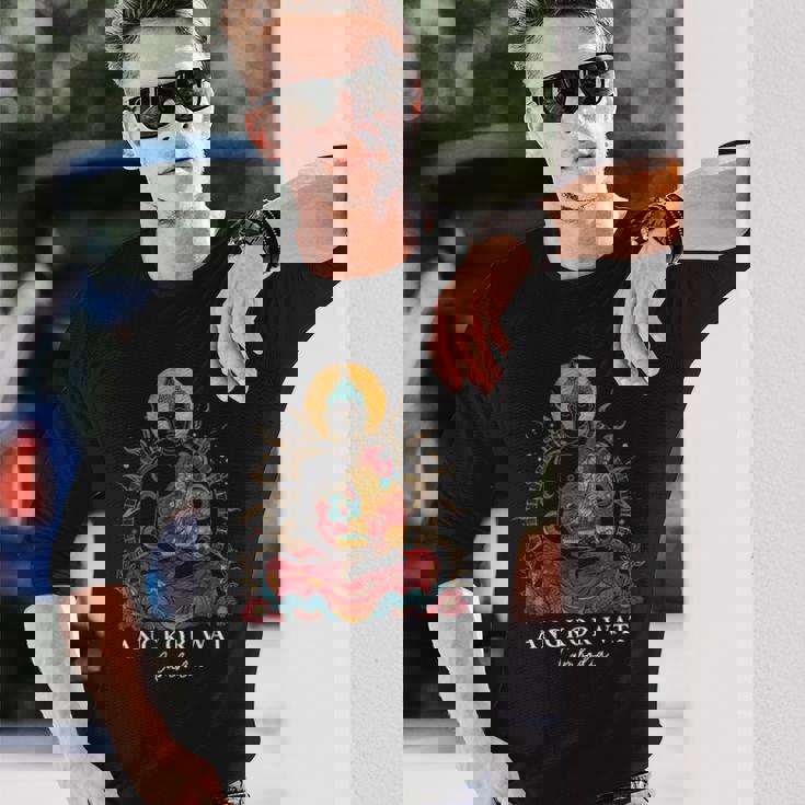 アンコールワット カンボジア ブッダ ヴィンテージ 仏教 お土産 長袖Tシャツ 彼への贈り物