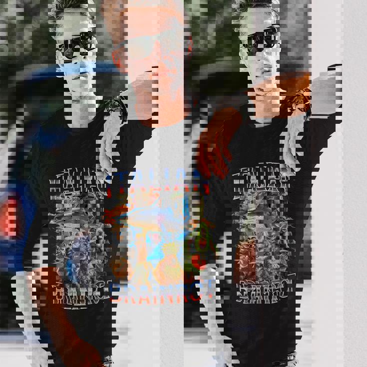 イタリア 脳 ロット 面白い イタリア 脳 ロット ミーム 長袖Tシャツ 彼への贈り物