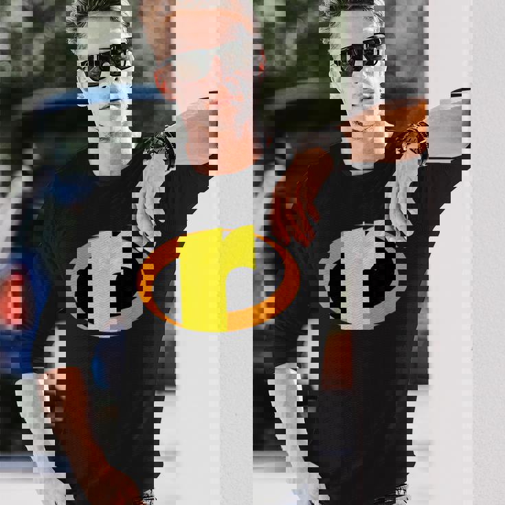 インクレディブル レター R アルファベット スーパーヒーロー キッズ ファミリー 長袖Tシャツ 彼への贈り物