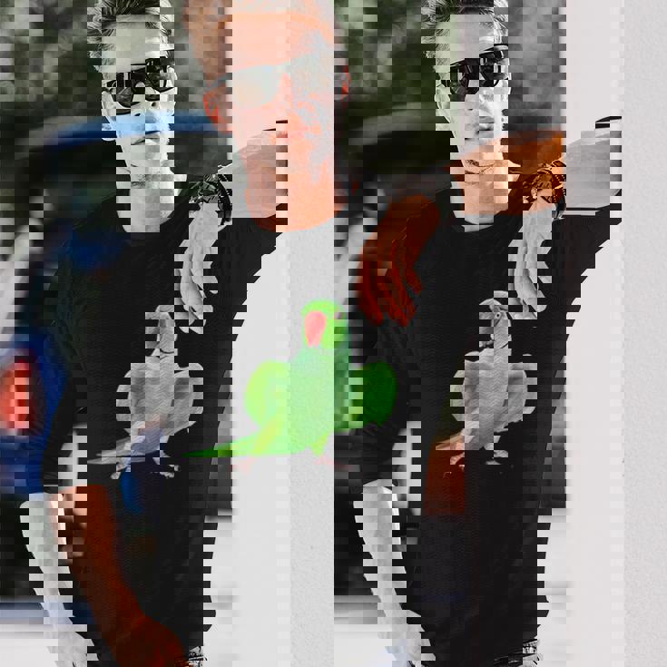 インドのワカケホンセイオウムの鳥 長袖Tシャツ 彼への贈り物