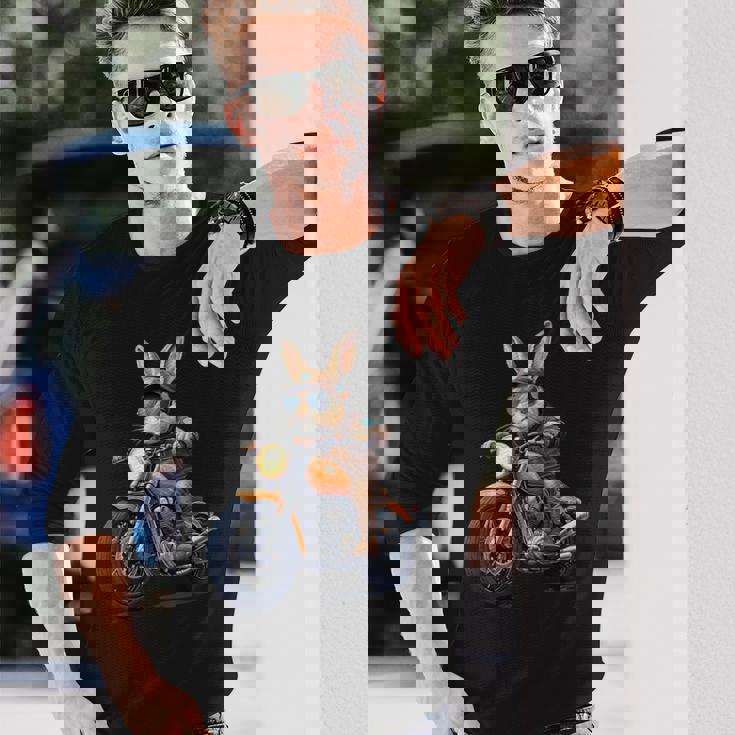 イースターデー バイク バニー ウサギ ヴィンテージ オートバイ 男の子 長袖Tシャツ 彼への贈り物