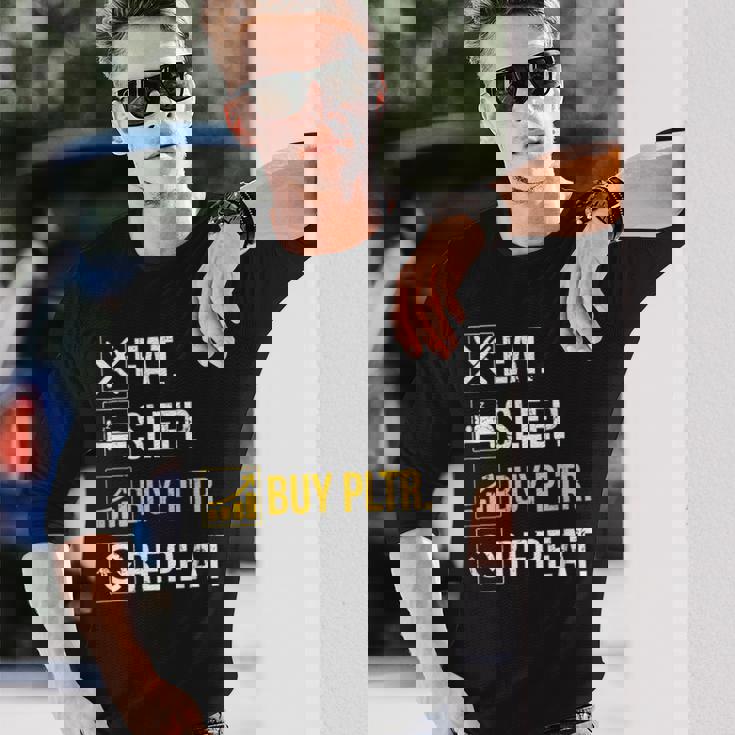 イートスリープインベストベスト Pltr購入パランティア投資。 長袖Tシャツ 彼への贈り物