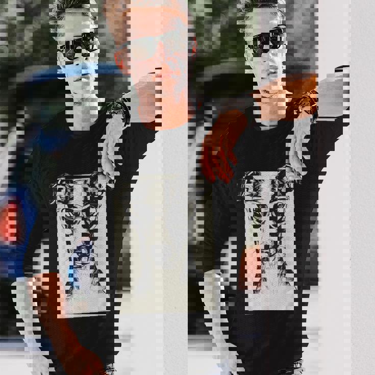 ウィペット イラスト 犬 面白い アート スケッチ 長袖Tシャツ 彼への贈り物