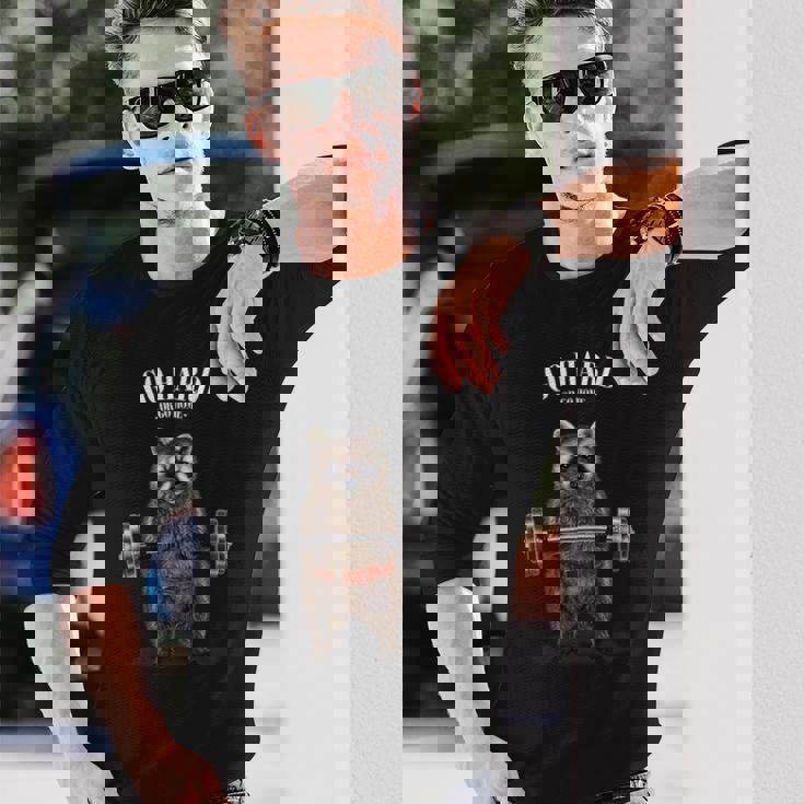 ウェイトリフティング 筋トレ バーベル やる気がないなら家に帰れ 狸 たぬき 長袖Tシャツ 彼への贈り物