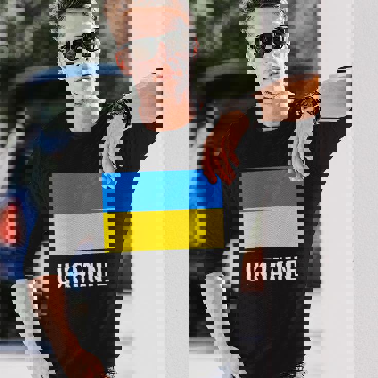 ウクライナの国旗 長袖Tシャツ 彼への贈り物