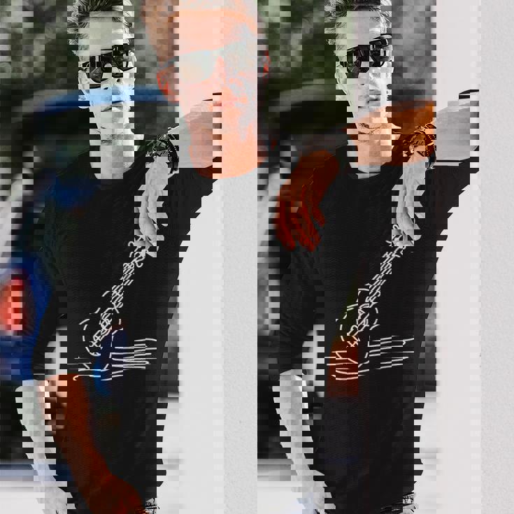 ウクレレ ラインアート ミュージシャン向け ウクレレ 長袖Tシャツ 彼への贈り物