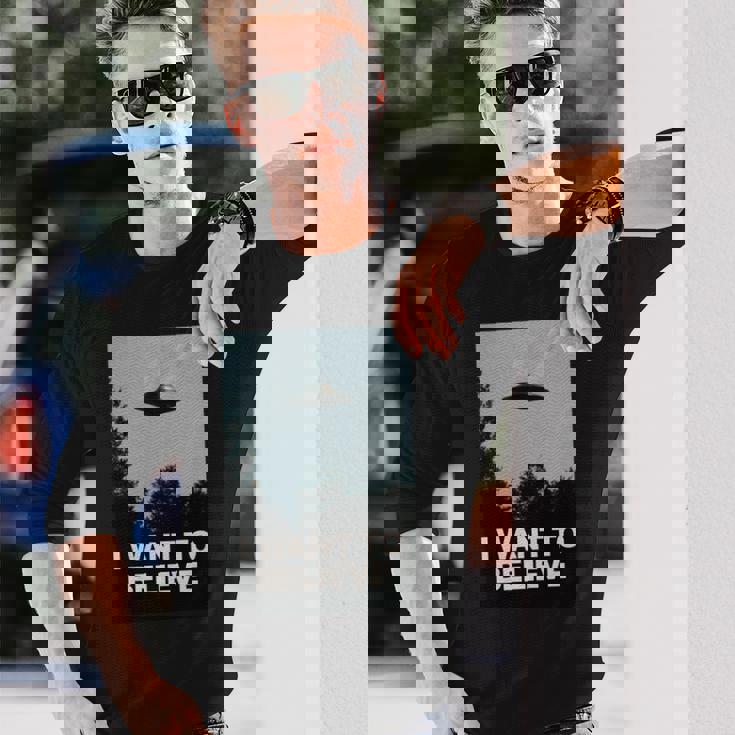 エイリアンufoアパレル「I Want To Believe」 長袖tシャツ 長袖Tシャツ 彼への贈り物