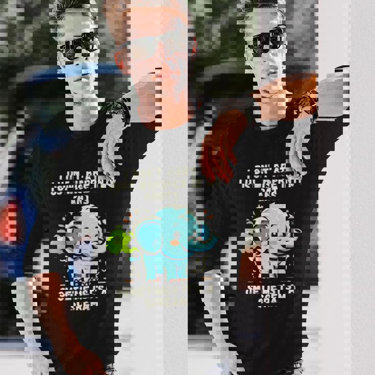 エレファントおならしないよ時々ズボンの中でささやくだけ 長袖tシャツ 長袖Tシャツ 彼への贈り物