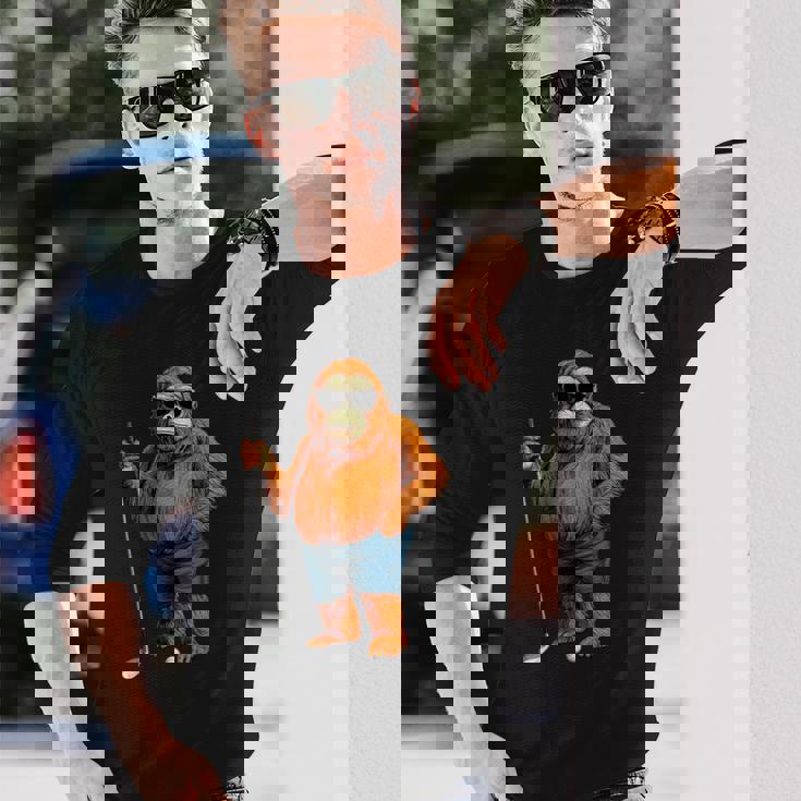 オランウータンゴルファー 長袖Tシャツ 彼への贈り物