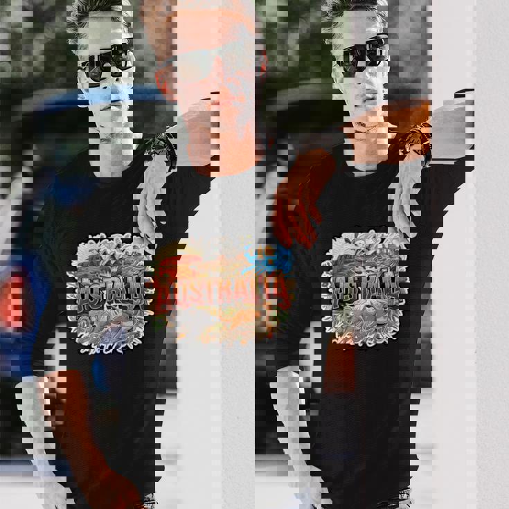 オーストラリアカンガルーコアラポインティングミーム オーストラリアのお土産 長袖Tシャツ 彼への贈り物