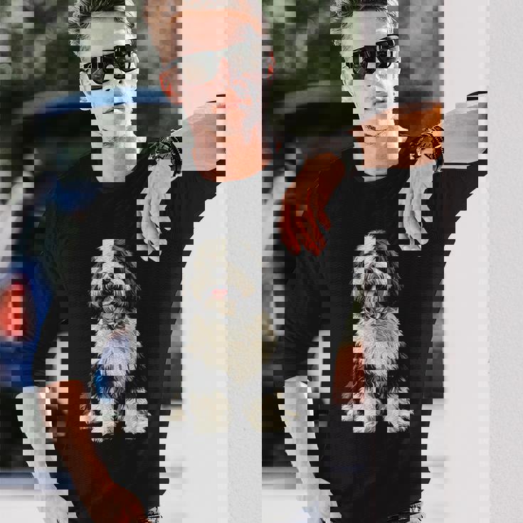 オールドイングリッシュシープドッグ 犬 ペット アートワーク オールドイングリッシュシープドッグ 長袖Tシャツ 彼への贈り物